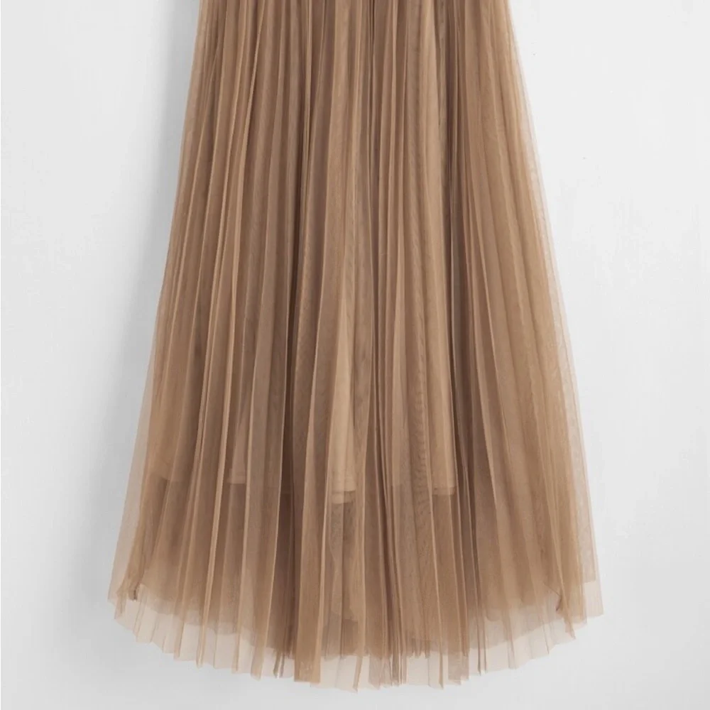 Wideband waist pleated mesh Skirt - Picture 5 of 5